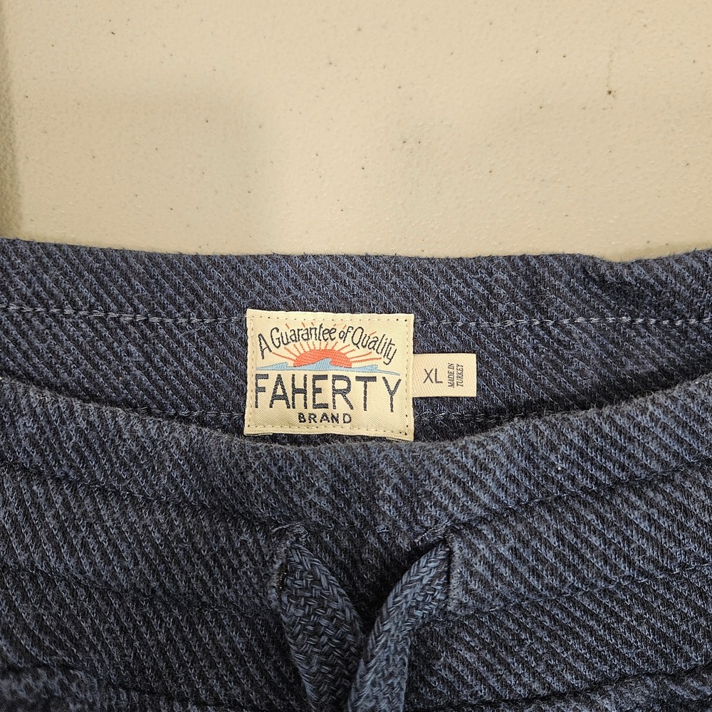 Faherty Brand Mens Legend Herringbone Knit Joggers XL Blue Lounge Pockets Casual - Picture 9 of 14